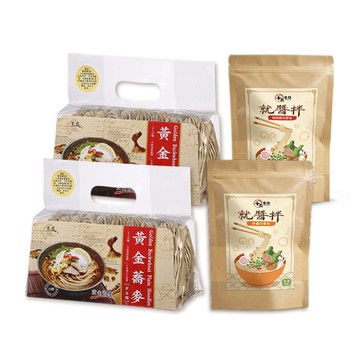玉民 黃金蕎麥麵醬組合(黃金麵×2+椒麻醬方便包+炸醬方便包)