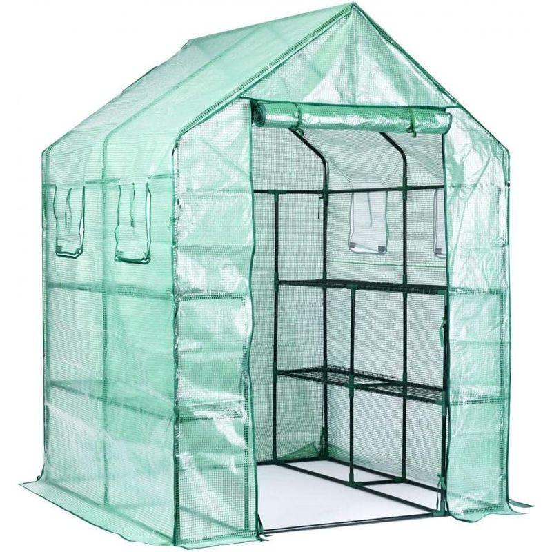 Shilanmei 温室 ビニールハウス PEカバー 巻き上げ式 ガーデン温室 簡易温室 ほご植物保温 折畳み式 防水 抗UV 野菜用温室