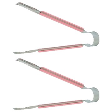 已禮 料理止滑夾-小 不鏽鋼材質 夾部鋸齒設計 柄部防滑設計  粉色  2支