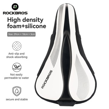 ROCKBROS 加厚矽膠自行車鞍座墊套防水 PU 減震防滑軟自行車座墊