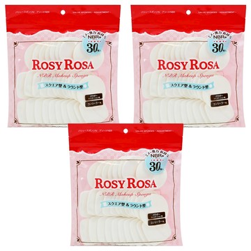 ROSY ROSA NBR 化妝海綿 圓型 & 方型 粉底/遮瑕用 30個入  #845528  3包