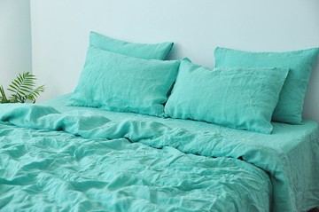 青色麻被套 / 柔軟麻/ 被套 / 被套