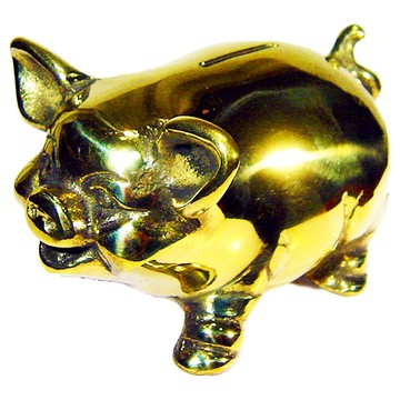 開運陶源 金存錢豬 豬銅雕 撲滿/存錢筒  黃銅色  13 x 8 x 7 cm