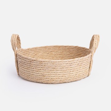 艾禮思可水洗編織提把收納籃M 圓形自然色