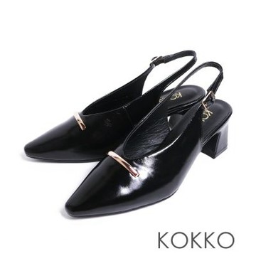 KOKKO都會優雅金屬釦後拉帶包鞋黑色