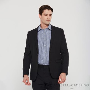 ROBERTA諾貝達 男裝 天然色彩 冰涼吸濕 黑色西裝外套(吸濕排汗)
