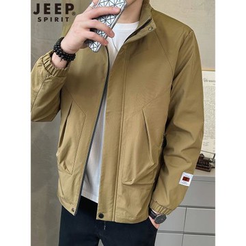 吉普JEEP夾克男士外套春秋新款立領茄克衫中青年簡約百搭潮流上衣