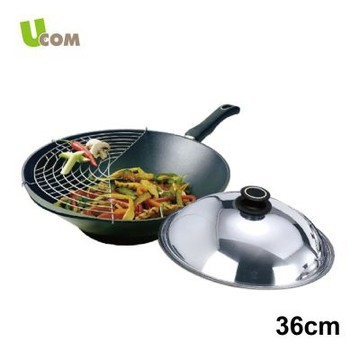 【UCOM 瑞康屋】丹麥黑魔法不沾鍋-炒鍋(36cm含蓋)