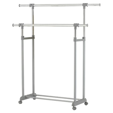 KI WISH 居家生活 可伸縮雙桿衣架 曬衣架 吊衣架  103~180 x 92~160 x 44cm  日式無印灰