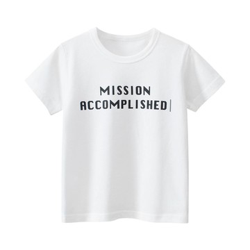 27KIDS - 純棉短袖上衣-MISSION-米白