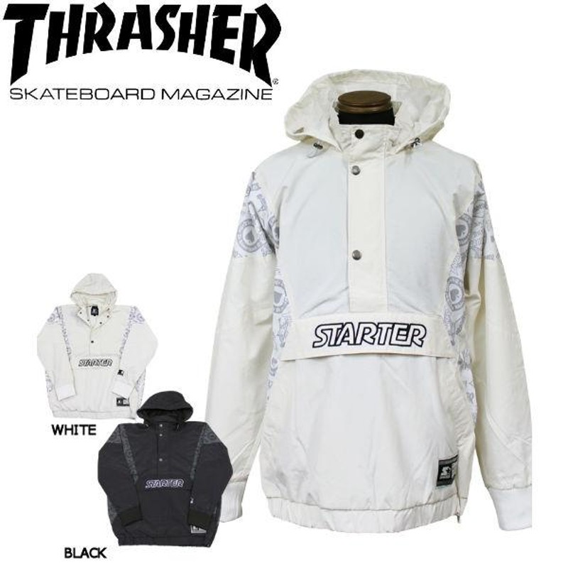 スラッシャー THRASHER メンズ ナイロンパーカー アウター M・L・XL BLACK STARTER BLACK ANORAK NYLON  PARKA | LINEブランドカタログ