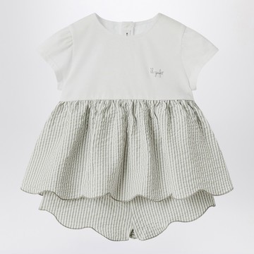 Granite-coloured outfit in jersey and seersucker