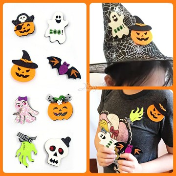 LED萬聖造型別針-綜，萬聖節 胸針 徽章 南瓜 骷髏 幽靈 飾品 派對 髮夾 兩用夾，X射線【W170601】