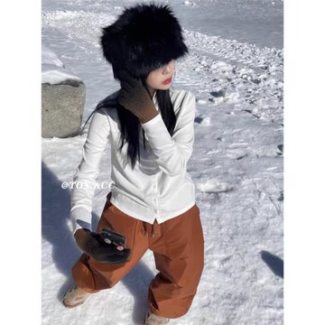 TOX ACC 下雪天出片毛茸茸長毛百搭圓頂加厚毛毛帽子顯臉小時髦精