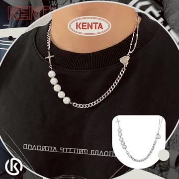 🌾健太選物🌾小圈十字珍珠項鍊 小眾飾品 項鍊男 項鍊女 中性飾品 街頭嘻哈 潮流單品 搭配飾品