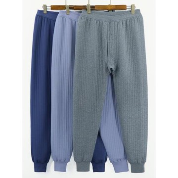 男大號純棉保暖褲加肥大碼加厚春秋褲高腰深襠中老年人中厚棉毛褲