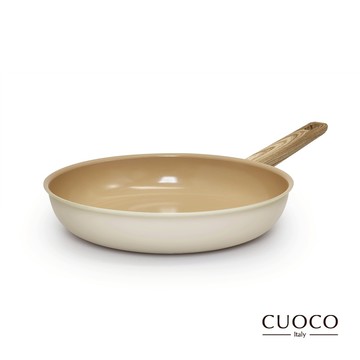 【CUOCO】北歐系列-暖白仙子陶瓷不沾平底鍋30cm/IH電磁爐適用