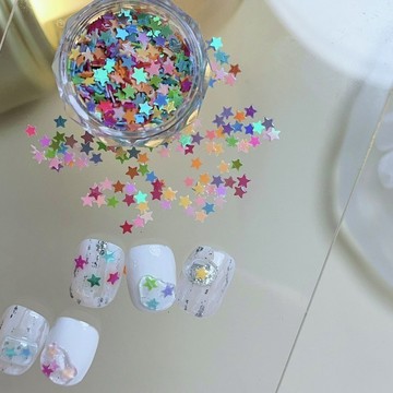 🎀台灣出貨🎀美甲材料五角星美甲亮片聖誕美甲小飾品聖誕樹星星網紅穿戴甲指甲裝飾3mm