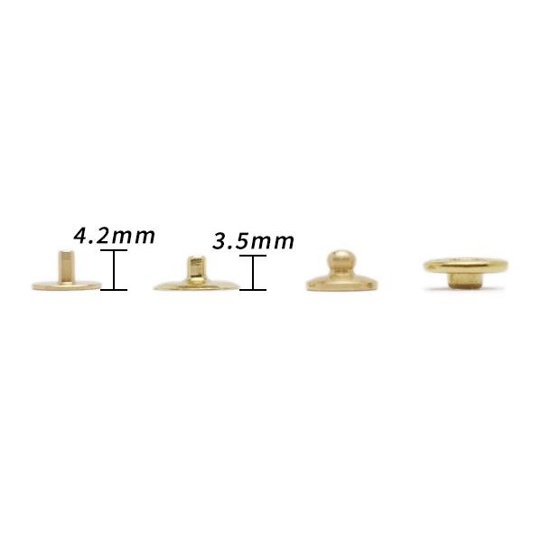 プリムホック（挽き物） ブラス ホック径9mm 10ヶ [協進エル]  レザークラフト金具 プリムホック