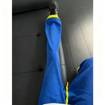 龍鱗紋透氣撞色運動棉褲男夏季薄款垂墜感直筒褲子寬鬆闊腿休閒長褲