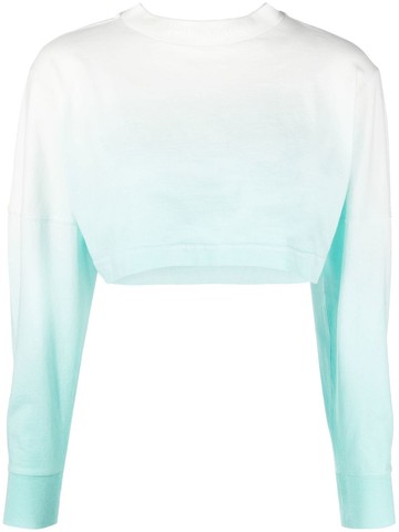 Palm Angels - Gradient Cropped long-sleeve T-shirt - women - Cotton - S - Blue