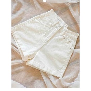 白色牛仔短褲女高腰夏季2025年新款寬松a字顯瘦辣妹小個子熱褲子