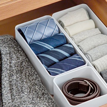 日本 霜山 PET抽屜分隔/鏡櫃用可層疊收納盒(加深款)-M-3入