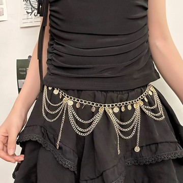 【台灣公司 可打統編】免運 歐美復古金屬流蘇圓片腰鏈敦煌民族風圓片簡約設計感多層腰鏈 可開發票 全館五折 工廠現貨直銷 新品特價 z9211