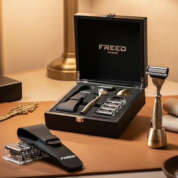 【FREED】尊爵四件組刮鬍刀禮盒 -仿古銅蝕刻雕花