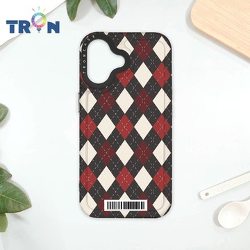TRON IPhone 16 英式蘇格蘭格紋B款 防摔太空載具殼 透黑 軟硬 手機殼