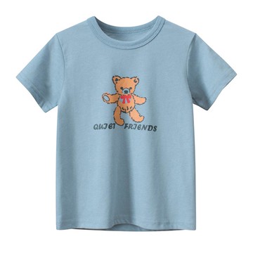 27home - 純棉短袖上衣-布偶熊熊-霧藍色