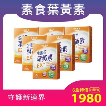 【穩定型葉黃素】金盞花葉黃素EX+膠囊超值組｜30顆×6盒｜全素｜效期至2027.10.23