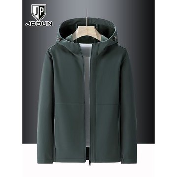 沖鋒衣外套男軟殼衣防風防水秋冬上衣寬松大碼運動連帽搖粒絨夾克