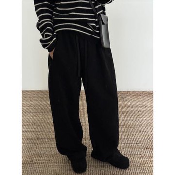 clean space松緊腰休閑褲女秋冬爆款針織衛褲百搭運動長褲52563