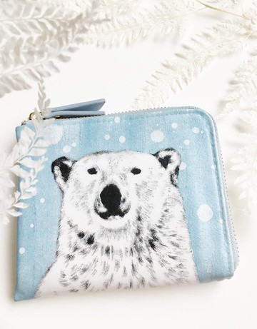 【L型短夾】北極熊 L型拉鍊短夾 輕薄 零錢包 皮包 錢包 短夾