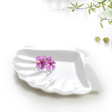 仿瓷餐具餐廳酒店白色菜盤平盤子點心碟創意不規則扇形壽司盤批發