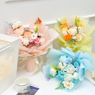 【台灣現貨】  糖果色系玫瑰香皂花花束手捧花 多款隨選(情人節 母親節 教師節 畢業 婚禮)
