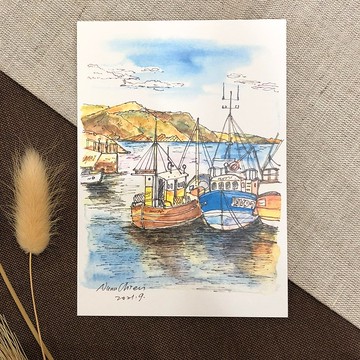 漁船港口/明信片