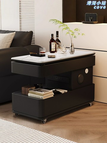 【意式極簡推車】邊幾 移動茶几 沙發邊幾 客廳邊櫃 小戶型收納 可移動滑輪 雙層置物 現代簡約設計 客廳臥室多功能