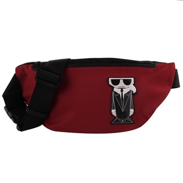 KARL LAGERFELD  老佛爺貼標圖案尼龍腰包(紅)大