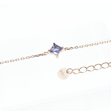 菱形堇青石925純銀手鍊(銀/玫瑰金)