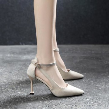 春夏細跟包頭一字扣帶5cm高跟鞋 氣質涼鞋尖頭小碼女鞋313233單鞋