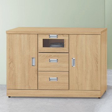 MUNA家居  韋弗利原橡色4尺餐櫃/碗盤櫃(下座)  121X43X86cm