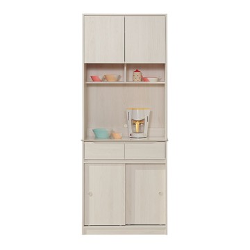 直人木業-DA奶油白榆木亮面陶板滑門上下櫥櫃組83公分