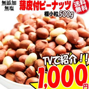 薄皮付き ピーナッツ 500g  極小粒（南アフリカ産）  無塩 無添加　ロースト ナッツ  送料無料 1,000円 ポッキリ お試し