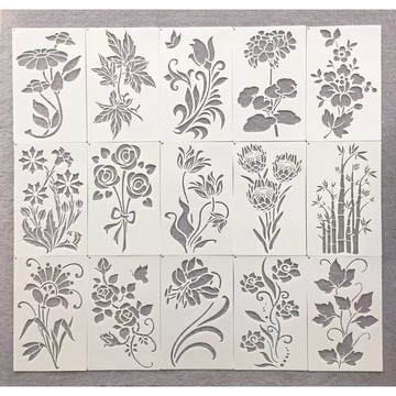 繪畫 模板 手帳 鏤空 鏤空繪畫模板 玫瑰花繪畫模板 花朵模具 樹葉模板 圖形繪畫 創意塗鴉 鏤空牆繪塗刷兒童繪畫範本尺