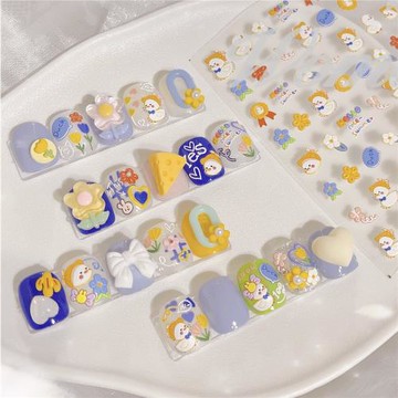 奈希幼稚園鴨鴨油畫風小花朵貼紙