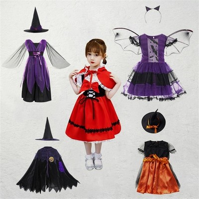 ハロウィン 衣装 子供 クリスマス コスプレ 女の子 魔女 ウィッチ 魔法使い キッズ ジュニア 子ども コスチューム 衣装 かわいい 仮装 変装 服 パープル 2022