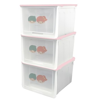 收納王妃 三麗鷗防塵收納鞋盒3入組 33 x 26.5 x 21.5cm  雙星仙子 透明色 + 粉色  1組