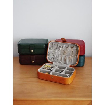 MISKSOLA復古手工真皮首飾盒耳環項鏈配飾收納盒便攜珠寶盒精致